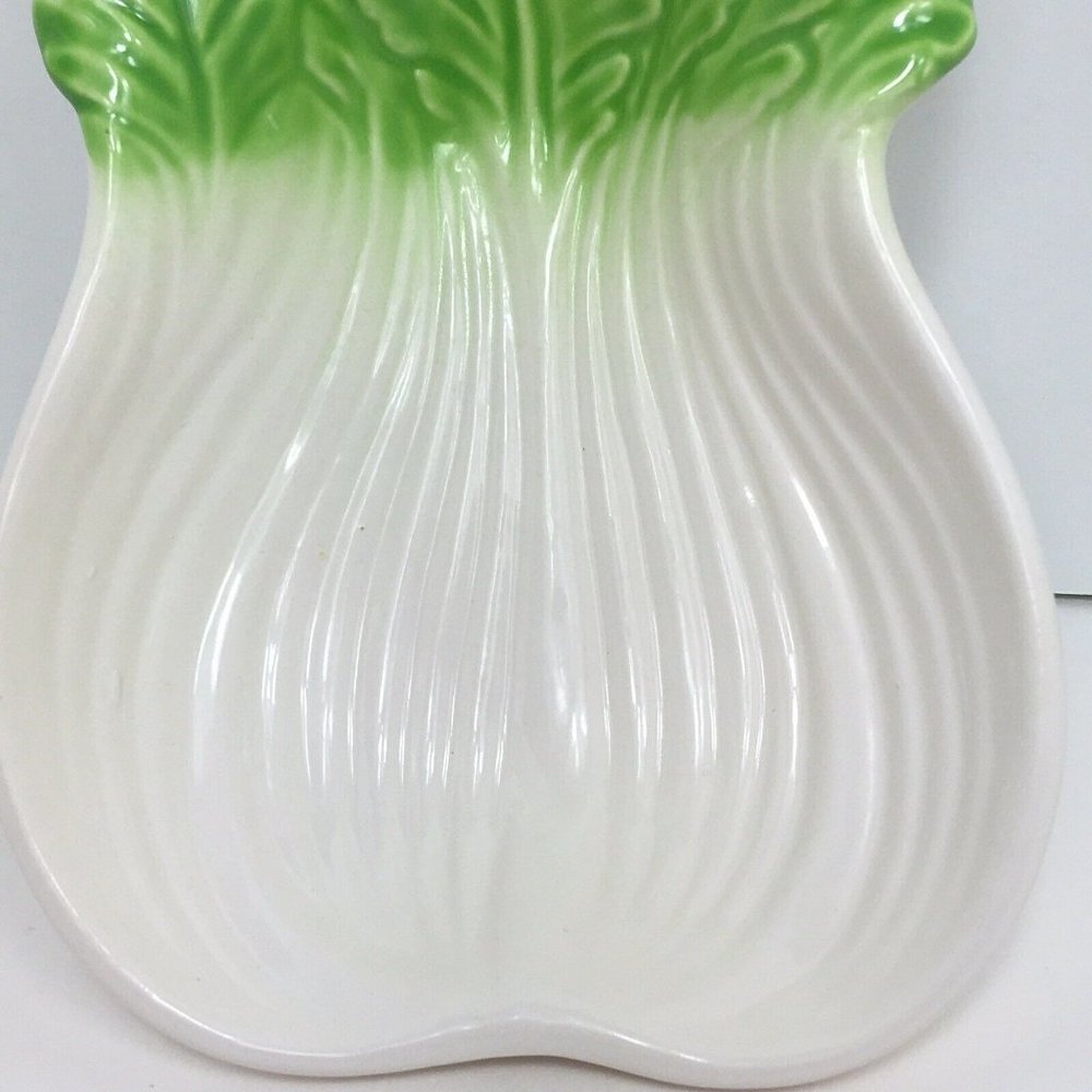 Celery Shaped Ceramic Dish Vintage Japan Vegetable Bok Choy Bowl Decor Display - Picture 4 of 12